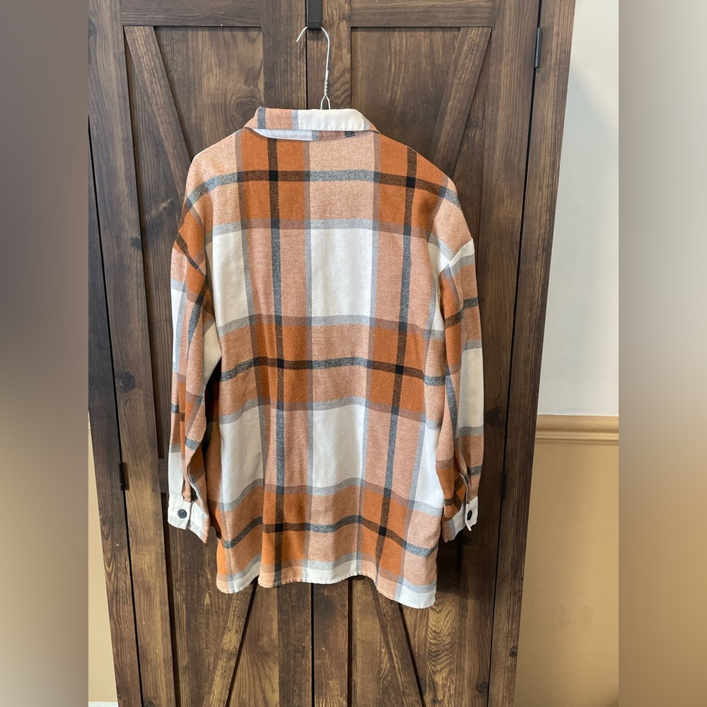 Flannel Plaid Oversized Women's Button Up Shirt - Picture 3 of 7